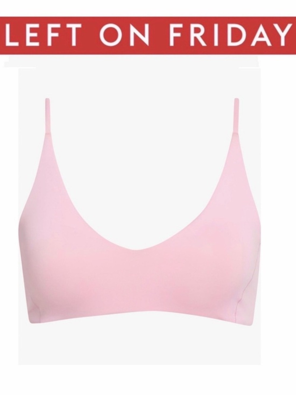 LEFT ON FRIDAY Sunday Top V FRONT Delight Light Pink Bikini Top Sz M NWT $110